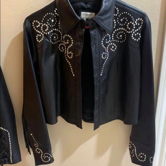 Kippys Embellished Black Leather Fringed Jacket - Picture 4 of 5